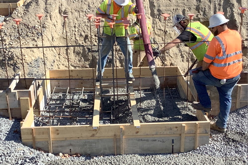 HM Lopes crew prepping forms and rebar for a concrete pour