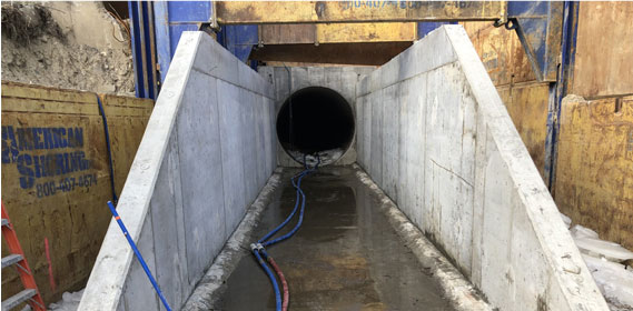 Large diameter pipe at waste managemnet facility