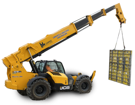 HM Lopes lift crane carrying a concrete wall form